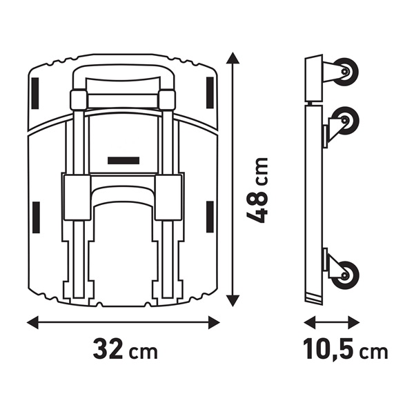 kézikocsi, összecsukható, max.teherbírás:100kg, 6 db kerék