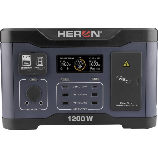 Heron, hordozható áramforrás (power station) , 1200W, 921 Wh