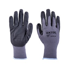 Kötött kesztyű nylon-Spandex, varrat nélküli, méret: 11` nitrilbe mártott teny. és ujjhegy, gumírozott mandzsetta