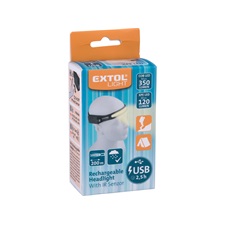 LED fejlámpa,COB+ XPE, 350 Lumen; IR szenzor, tölthető akkuval, 4+1 funkció