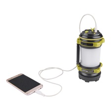 LED lámpa, tölthető; 350 Lm, cserélhető Li-ion akku, 2600 mAh, powerbank funkció, cseppálló