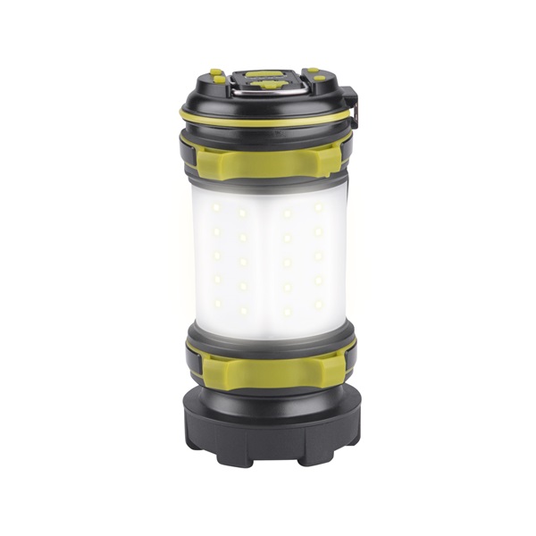 LED lámpa, tölthető; 350 Lm, cserélhető Li-ion akku, 2600 mAh, powerbank funkció, cseppálló