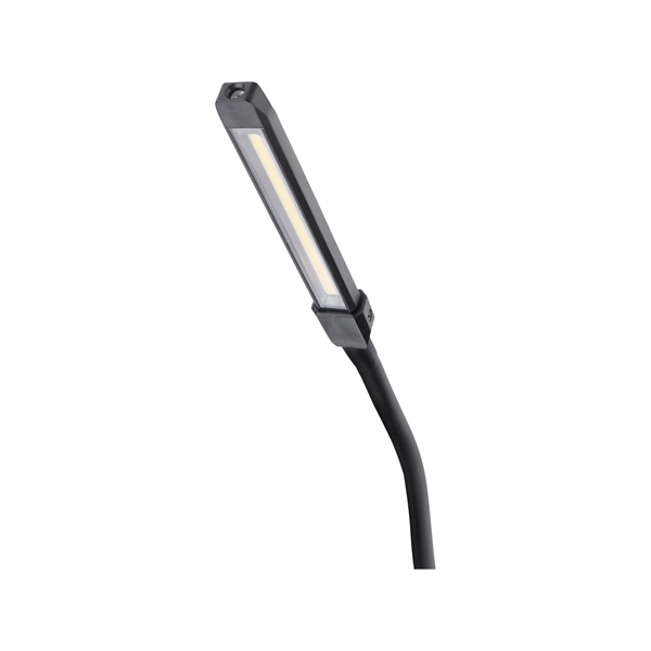 LED munkalámpa, USB tölthető; 500 Lm, cserélhető Li-ion akku, 2500 mAh, flexibilis szár