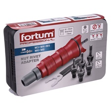 adapter  klt. fúrógéphez, POP-NUT szegecsanyákhoz, 6 db, M3-M4-M5-M6-M8; 1/4" hatszög befogás,  FORTUM