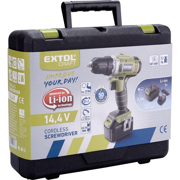 akkus fúrócsavarozó, 16V, Li-ion; 1db 1500 mAh akku, kofferban