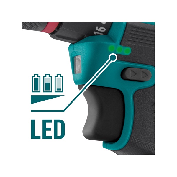 akkus fúrócsavarozó, 16 V, Li-ion, , kefementes, 2db akku, 1db töltő, 2000 mAh, 50/25 Nm