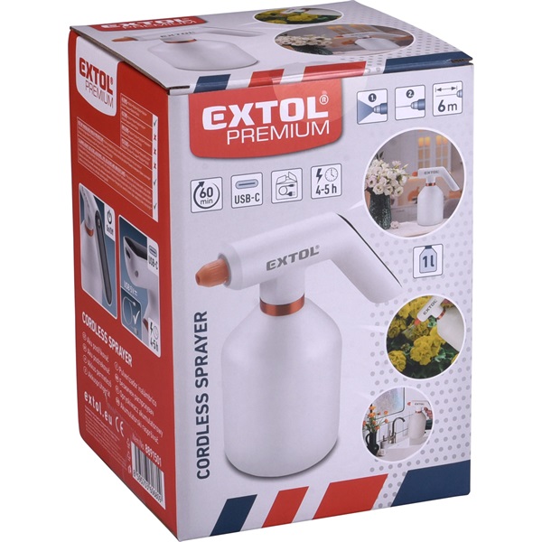 akkus permetező, 1 Liter, 3,6 V, 2000 mAh Li-ion akku