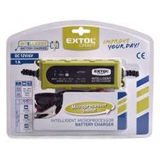 akkutöltő, autós, mikroprocesszoros, intelligens; 1 Amp, 4-100Ah, DC 12V/6V