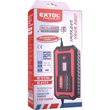 akkutöltő, autós, mikroprocesszoros, intelligens, 8 Amp, 4-160Ah, DC 12V/6V