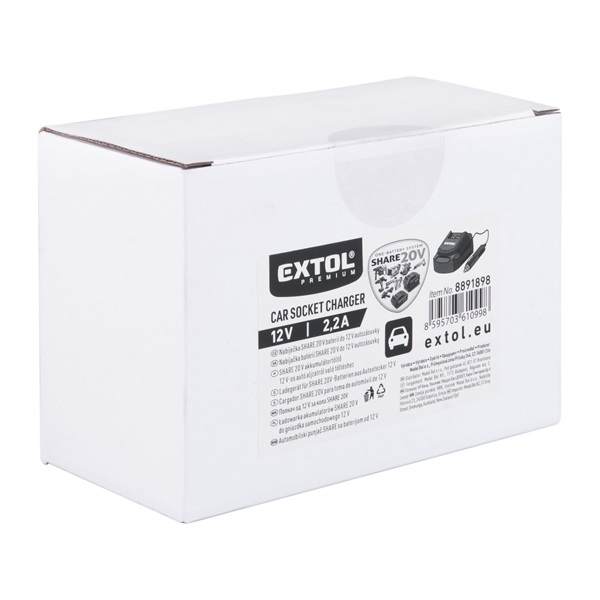 akkutöltő, szivargyujtóról működik, Share20V 12V / 2,2A