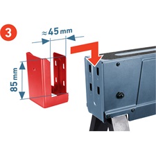asztalosbak/fűrészbak állítható, összecsukható; 600 - 850 mm, max. terhelés: 550 kg, saját tömeg: 7,9 kg
