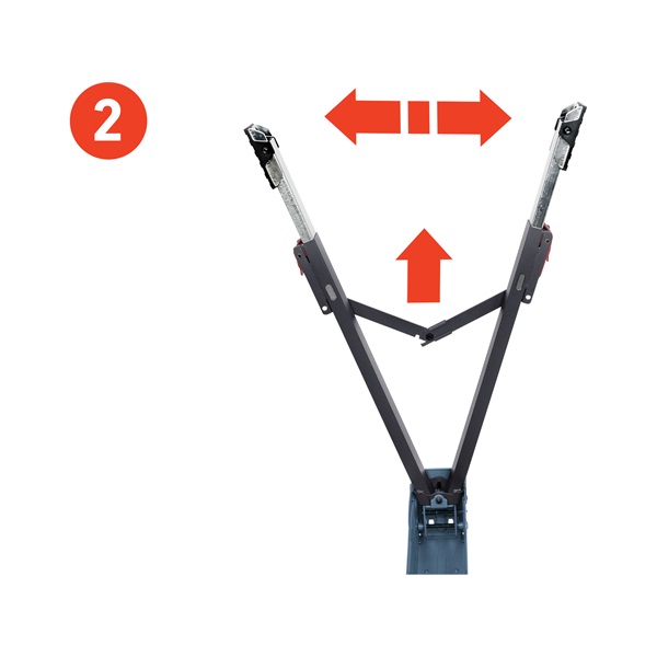 asztalosbak/fűrészbak állítható, összecsukható; 600 - 850 mm, max. terhelés: 550 kg, saját tömeg: 7,9 kg