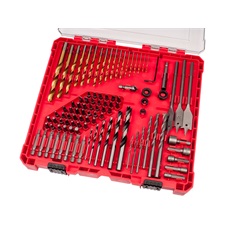 behajtó és fúró klt. 100 db Cr.V., lapos, PH, PZ, HEX, T és TTa illetve fa-, fém- és betonfúrók, műanyag tartóban