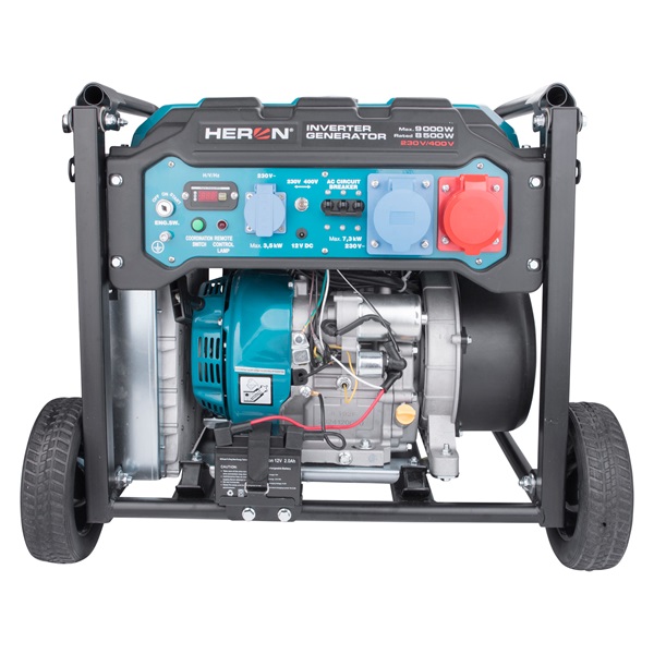 benzinmotoros áramfejlesztő, 9 kVA, 400V/230V, inverteres, elektromos indítású