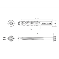 keretrögzítő dübel RK peremmel és hatlapfejű csavarral 12×100mm, 20db