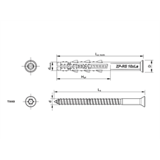 keretrögzítő dübel RS süllyesztett fejjel 10×100mm, 25db