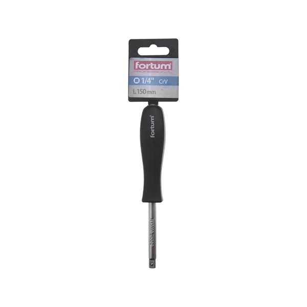 csavarhúzó markolat dugófejekhez, 1/4", 150 mm; racsnis karral hajtható FORTUM