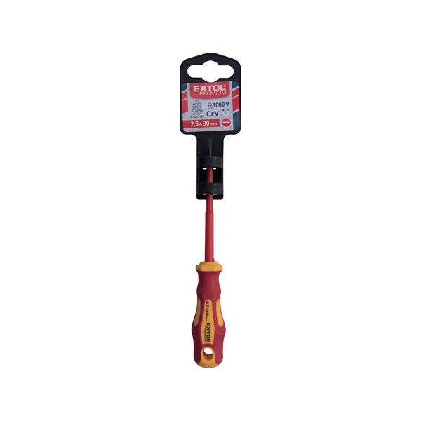 csavarhúzó szigetelt 1000V, lapos 2,5×80 mm, CrV., VDE, GS