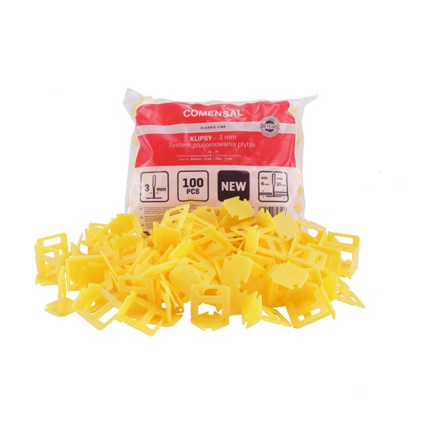 csempeszintező talp (lapszintező kapu), 3mm, 100db, sárga, egyszer használatos