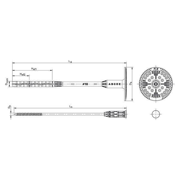 szigetelés rögzítő dübel, acél szeggel FIX-M, 10×220mm, 100db