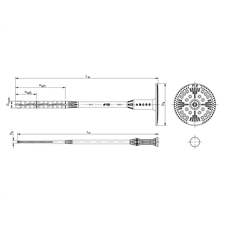 szigetelés rögzítő dübel, műanyag szeggel FIX-PA, 10×140mm, 100db