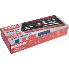 dugókulcs klt., CV., racsnis 45fog ; 1/4" 30db, normál (4-14mm) dugófejek, bitdugófej (-, +, imbusz, torx), fém doboz
