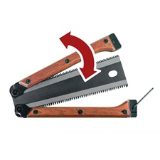fafűrész, összecsukható, teljes/penge hossz: 300/140 mm, teflon bevonatú penge SK5 acélból, kétoldalas