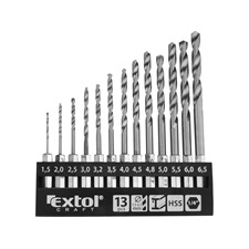 fémcsigafúró klt., 13db, HSS; 1,5-6,5mm, 1/4" BIT befogás, polírozott, műanyag tartóban, bliszteren