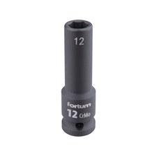 gépi (impakt) dugófej 1/2", 12 mm, L 78 mm, feketített, FORTUM