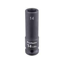 gépi (impakt) dugófej 1/2", 14 mm, L 78 mm, feketített, FORTUM