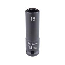 gépi (impakt) dugófej 1/2", 15 mm, L 78 mm, feketített, FORTUM