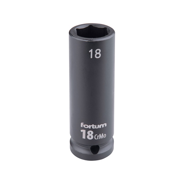 gépi (impakt) dugófej 1/2", 18 mm, L 78 mm, feketített, FORTUM