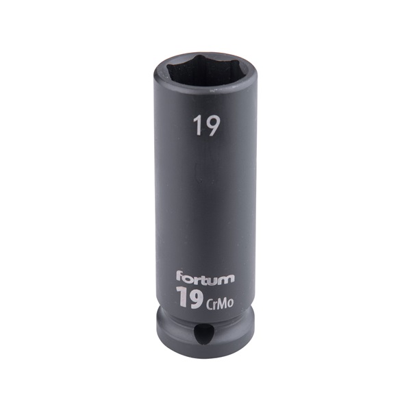 gépi (impakt) dugófej 1/2", 19 mm, L 78 mm, feketített, FORTUM