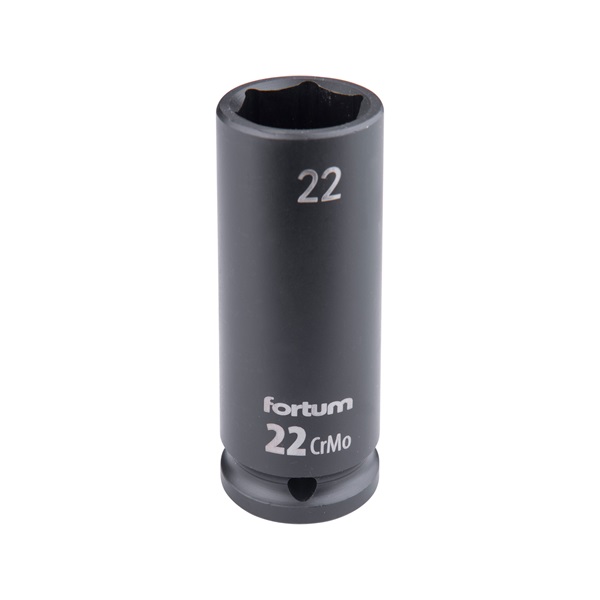 gépi (impakt) dugófej 1/2", 22 mm, L 78 mm, feketített, FORTUM