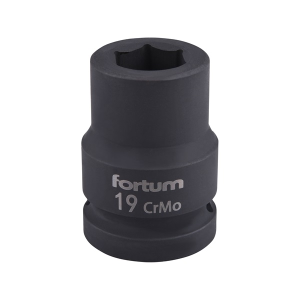 gépi (impakt) dugófej 3/4", 19mm, L 52 mm, feketített, FORTUM
