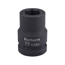 gépi (impakt) dugófej 3/4", 19mm, L 52 mm, feketített, FORTUM