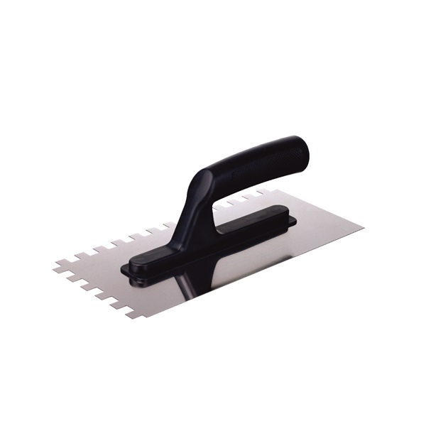 glettelőkanál 270×128×80mm rozsdamentes csempéző 8×8mm, műanyag nyél