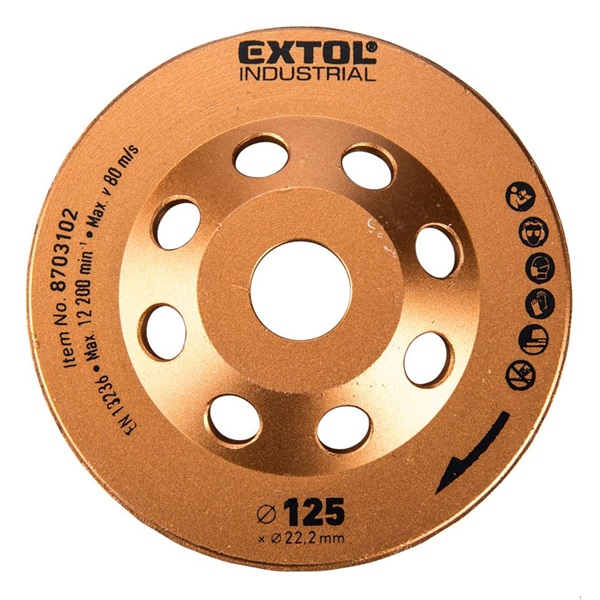 gyémántcsiszoló korong; 125mm×22,2mm, Turbo/lamellás jellegű