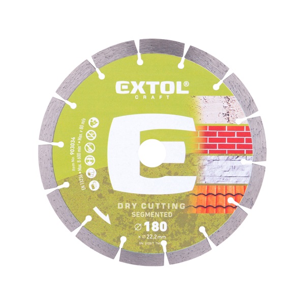 gyémántvágó szegmenses; 180×22,2×2,4mm, max.8.600 f/min