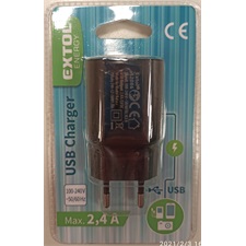 hálózati USB töltő adapter, 2,4A / 12W, kábel nélkül