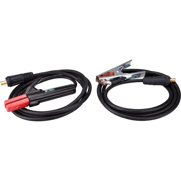 hegesztő kábelpár, földelőkábel csipesszel + munkakábel elektródafogóval, 160A, 3m, 25mm2, csatlakozó: 10-25