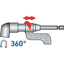 hosszabbító szár BIT-ekhez, L-alakú (105°) 1/4"×140 mm; mágneses (sarokcsavarozó adapter)