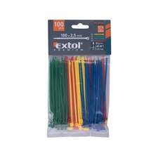 kábelkötegelő 2,5×100mm 100db, 4 színű (piros, kék, sárga, zöld), nylon;