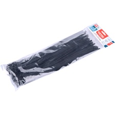 kábelkötegelő 7,2×400 mm 100db, többször használható (oldható) fekete nylon; UV-, sav- és lúgálló