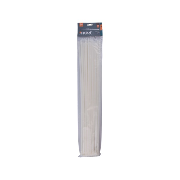 kábelkötegelő 7,6×540mm 50db, fehér nylon; UV-, sav- és lúgálló