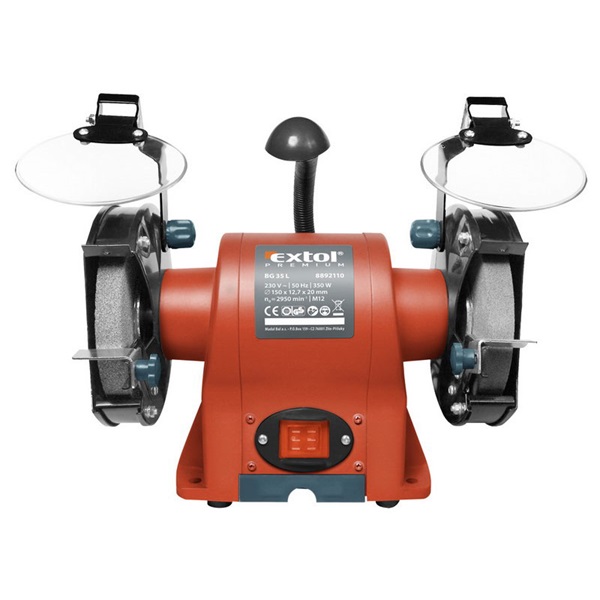kettős köszörűgép 350W, száraz, 150×12,7×20mm, (P36, P80), 2950 ford/perc, 9kg, lámpával
