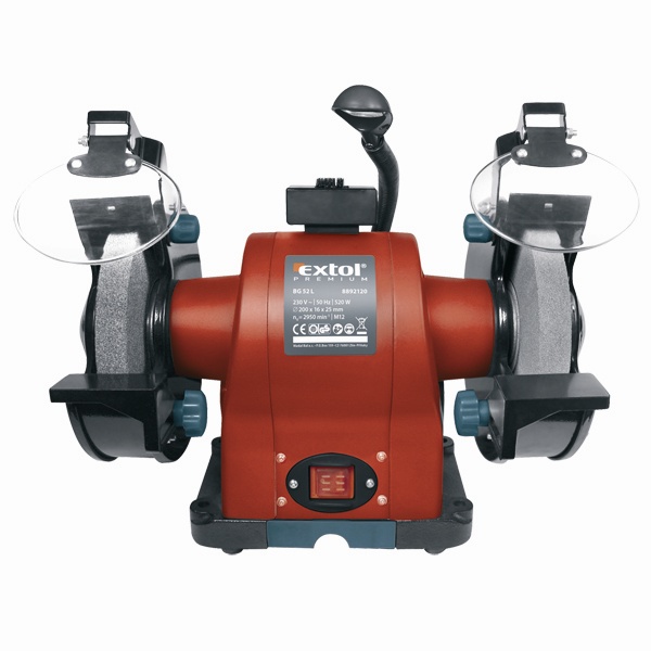 kettős köszörűgép 520W, száraz, 200×16×25mm, (P36, P80), 2950 ford/perc, 19kg, lámpával