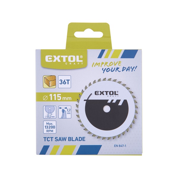 körfűrészlap, keményfémlapkás, 115×22,2mm (tengely átm), T36; 2,2 mm lapkaszélesség, max. 11.000 ford/perc