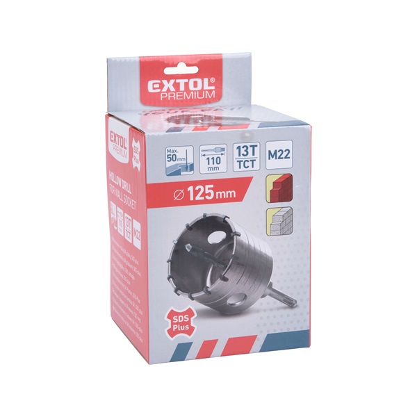 körkivágó téglához, SDS Plus befogás; 125mm, M22×170mm hosszúságú szár