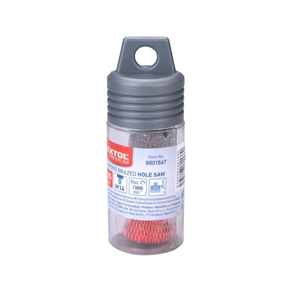 körkivágó csempére, gyémánt vágóél; 25mm × M14, sarokcsiszolóba fogható